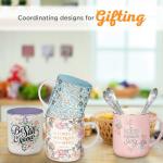 Christian Art Gifts Teal Floral Ceramic Coffee Mug – 14 oz. Lead and Cadmium-free Inspirational Scripture Coffee and Tea Mug for Women with Bible Verse: My Grace is Sufficient – 2 Corinthian 12:9