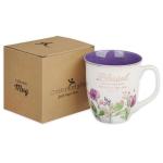 Christian Art Gifts Large Ceramic Inspirational Scripture Coffee & Tea Mug for Women: Blessed Encouraging Rose Gold Bible Verse, Novelty Drinkware for Home & Kitchen, Multicolor Purple Floral, 14 oz.