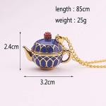 Zhang shine Dainty Funny Stacked Enamel Teacup Necklace, 3D Interlock Teapot Coffee Tea Cup Pendant Elegant Teacup Long Sweater Necklace for Women
