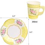 ceiba tree Tea Cups and Saucers with Handle Paper Disposable Tea Party Garden Spring Floral Decorations 24 Sets for Girls Women Flower Birthday Baby Shower Wedding Party Supplies Favors