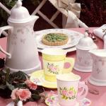 ceiba tree Tea Cups and Saucers with Handle Paper Disposable Tea Party Garden Spring Floral Decorations 24 Sets for Girls Women Flower Birthday Baby Shower Wedding Party Supplies Favors