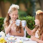 Whaline 80Pcs Blue White Floral Paper Tea Cups and Saucers Porcelain Chinoiserie Flower 9oz Disposable Teacups with Handle and Dessert Plates for Wedding Princess Baby Shower Birthday Spring Tea Party