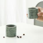 Dicmracy Ceramic Espresso Cups Set of 2 or 4-3oz Demitasse Cups for Coffee & Tea, No Handles, Durable & Dishwasher Safe (green, 2)