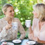 Whaline 80Pcs Blue White Floral Paper Tea Cups and Saucers Porcelain Chinoiserie Flower 9oz Disposable Teacups with Handle and Dessert Plates for Wedding Princess Baby Shower Birthday Spring Tea Party