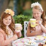 ceiba tree Tea Cups and Saucers with Handle Paper Disposable Tea Party Garden Spring Floral Decorations 24 Sets for Girls Women Flower Birthday Baby Shower Wedding Party Supplies Favors