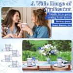 Whaline 80Pcs Blue White Floral Paper Tea Cups and Saucers Porcelain Chinoiserie Flower 9oz Disposable Teacups with Handle and Dessert Plates for Wedding Princess Baby Shower Birthday Spring Tea Party