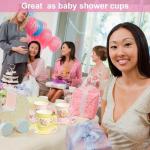 ceiba tree Tea Cups and Saucers with Handle Paper Disposable Tea Party Garden Spring Floral Decorations 24 Sets for Girls Women Flower Birthday Baby Shower Wedding Party Supplies Favors