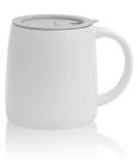 LINVIA Classic Mug, 14 oz Large Coffee Mug with Handle, Ceramic Porcelain Tea Cup, Smooth Matte (Sliding Lid, White)