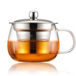 PARACITY Tea Cup with Infuser and lid, Glass Tea Cup of Heat Resistant Glass, 13oz Tea Mug, Clear Teacup for Loose Tea, Blooming Tea, Tea Bag, Tea Cup with Strainer for Family Daily