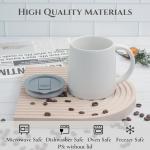 LINVIA Classic Mug, 14 oz Large Coffee Mug with Handle, Ceramic Porcelain Tea Cup, Smooth Matte (Sliding Lid, White)