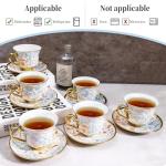 8 OZ Tea Cups and Saucers, 18 PCS Ceramic Vintage Tea Cups Set of 6, Blue Floral Cup Bulk for Cappuccino Coffee Espresso Lattes Afternoon Tea Housewarming Party Supply Thanksgiving Christmas Gifts