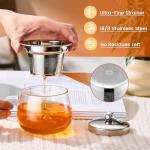 PARACITY Tea Cup with Infuser and lid, Glass Tea Cup of Heat Resistant Glass, 13oz Tea Mug, Clear Teacup for Loose Tea, Blooming Tea, Tea Bag, Tea Cup with Strainer for Family Daily