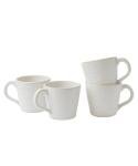 MELETĒ Stoneware Mug Set of 4-14oz Ceramic Coffee Mugs & Tea Cups with Handle - Perfect for Hot & Iced Drinks - Microwave & Dishwasher Safe - Rustic Minimalist Style - Oatmeal Cream - Ideal Gift