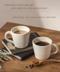 MELETĒ Stoneware Mug Set of 4-14oz Ceramic Coffee Mugs & Tea Cups with Handle - Perfect for Hot & Iced Drinks - Microwave & Dishwasher Safe - Rustic Minimalist Style - Oatmeal Cream - Ideal Gift