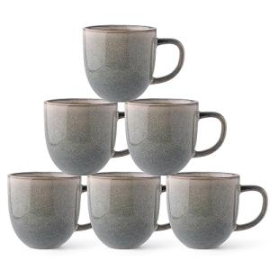 AmorArc 12oz Coffee Mugs, Ceramic Coffee Mugs set of 6 for Man, Woman, Dad, Mom, Modern Coffee Cups with handle for Latte/Cappuccino/Milk/Cocoa. Dishwasher&Microwave Safe, Reactive Glaze