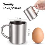 Cunhill 4 Set 7.5oz/220ml Stainless Steel Coffee Mug with Handle Metal Double Walled Cups Camping Mug Dishwasher Safe Tea Cups for Home Camping Travel Outdoors RV Keep Drinks Hot