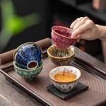 ZPGXLRZ 5Pcs Ceramic Tea Cup Set Chinese Tea Cups with Designed Gift Box - 5 Stylish Colors
