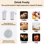 ZaoanHom Ceramic Coating Travel Coffee Mug, 17oz Insulated Ceramic Lined Small Coffee Cup, Double Wall Hot ＆ Cold Travel Drinking Cup with Leak-Proof Lid and Straw, White