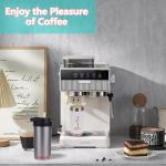 ZaoanHom Ceramic Coating Travel Coffee Mug, 17oz Insulated Ceramic Lined Small Coffee Cup, Double Wall Hot ＆ Cold Travel Drinking Cup with Leak-Proof Lid and Straw, White