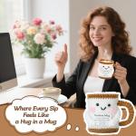 Splandiant Positive Crochet Coffee Mug - Inspirational Gifts for Coffee Lovers - Motivational Office Desk Decor for Coworkers, Employee Appreciation - Thinking of You Gifts for Friends