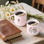 Friend Chritian Gifts for Women, Friendship Giftsfor Women, Floral Friends Coffee Mug, Inspirational Scripture Mug with Bible Verse: Sweet Friendship –Proverbs 27:9, Best Friends Gifts forWomen