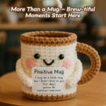 Splandiant Positive Crochet Coffee Mug - Inspirational Gifts for Coffee Lovers - Motivational Office Desk Decor for Coworkers, Employee Appreciation - Thinking of You Gifts for Friends