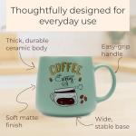 VIN FRESCO 12 oz Ceramic Coffee Mug – Microwave & Dishwasher Safe – Thick Stoneware Cup with Excellent Heat Retention for Coffee, Tea, Hot Chocolate & More (Green)