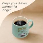 VIN FRESCO 12 oz Ceramic Coffee Mug – Microwave & Dishwasher Safe – Thick Stoneware Cup with Excellent Heat Retention for Coffee, Tea, Hot Chocolate & More (Green)