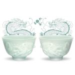 KYZDZQ Chinese Tea Cup, Japanese Style Handle-Less Ceramic Teacups, 1.5oz/45ml, Japanese Tea Cups, Sake Cups, Handmade Set of 2