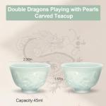 KYZDZQ Chinese Tea Cup, Japanese Style Handle-Less Ceramic Teacups, 1.5oz/45ml, Japanese Tea Cups, Sake Cups, Handmade Set of 2