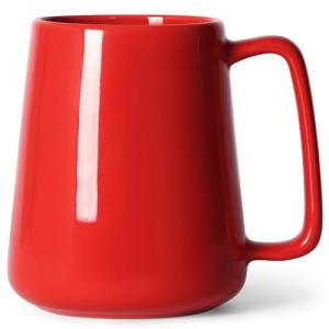 Smilatte 24 OZ Large Coffee Mug, Nice Ceramic Boss Tea Cup with Big Handle for Dad Men Women, Unique Style For Any Kitchen, Red