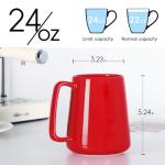 Smilatte 24 OZ Large Coffee Mug, Nice Ceramic Boss Tea Cup with Big Handle for Dad Men Women, Unique Style For Any Kitchen, Red
