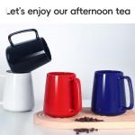 Smilatte 24 OZ Large Coffee Mug, Nice Ceramic Boss Tea Cup with Big Handle for Dad Men Women, Unique Style For Any Kitchen, Red