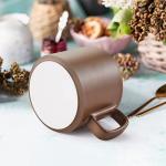 VOBAGA Coffee Mug 11 oz Tea Cup with Flat-Bottom Warming Coffee Milk for Office and Home (Brown)