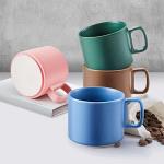 VOBAGA Coffee Mug 11 oz Tea Cup with Flat-Bottom Warming Coffee Milk for Office and Home (Brown)