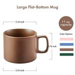 VOBAGA Coffee Mug 11 oz Tea Cup with Flat-Bottom Warming Coffee Milk for Office and Home (Brown)