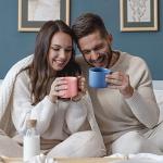 VOBAGA Coffee Mug 11 oz Tea Cup with Flat-Bottom Warming Coffee Milk for Office and Home (Brown)