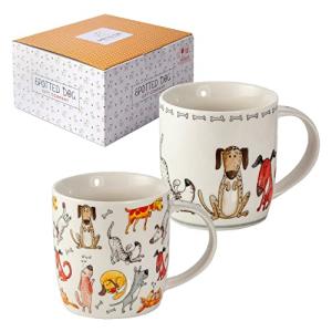 SPOTTED DOG GIFT COMPANY Dog Mugs for Dog Lovers, Coffee Mug Set of 2, Animal Themed Ceramic Tea Cups for Hot Drinks, Microwave & Dishwasher Safe, Cute Kitchen Gifts for Women - 12oz