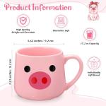 Dansydaisy 3 Pcs Cow Pig Lovers Gifts for Women Funny Travel Makeup Bag Portable Cosmetic Bag Cute Coffee Mug 11.8 oz Stainless Steel Keychain for Women Graduation Animal Lovers Gifts(Pig Style)