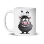 Personalized Funny Animal Themed Coffee Mug, Custom Name Ceramic Cup 11oz 15oz, Customized Cartoon Hippo Cup, Gift For Friends, Animal Lover White Mug, Humorous Hippo Decorative Cup
