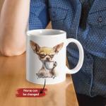 Lively Chihuahua Design Cup, Customized Name Playful Animal Accent Mug, Personalized Funny Dog Ceramic Cup 11oz Or 15oz, Custom Animal Themed Coffee Mug, Gift For Dog Enthusiast