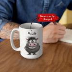 Personalized Funny Animal Themed Coffee Mug, Custom Name Ceramic Cup 11oz 15oz, Customized Cartoon Hippo Cup, Gift For Friends, Animal Lover White Mug, Humorous Hippo Decorative Cup