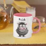 Personalized Funny Animal Themed Coffee Mug, Custom Name Ceramic Cup 11oz 15oz, Customized Cartoon Hippo Cup, Gift For Friends, Animal Lover White Mug, Humorous Hippo Decorative Cup