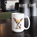 Lively Chihuahua Design Cup, Customized Name Playful Animal Accent Mug, Personalized Funny Dog Ceramic Cup 11oz Or 15oz, Custom Animal Themed Coffee Mug, Gift For Dog Enthusiast