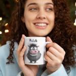 Personalized Funny Animal Themed Coffee Mug, Custom Name Ceramic Cup 11oz 15oz, Customized Cartoon Hippo Cup, Gift For Friends, Animal Lover White Mug, Humorous Hippo Decorative Cup