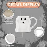 14 oz Halloween Ghost Mug – White Cute Ceramic Coffee Cup with 3D Ghost Design, Spooky Halloween Accessories and Birthday Gifts for Kids & Adults