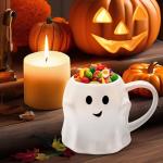 14 oz Halloween Ghost Mug – White Cute Ceramic Coffee Cup with 3D Ghost Design, Spooky Halloween Accessories and Birthday Gifts for Kids & Adults