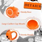 12 oz Halloween Pumpkin Mug – Cute Orange Ceramic Mug with Smiling Pumpkin Face, Fun Coffee Cup for Fall Drinks, Halloween Decor, or Gifts for Adults and Kids