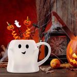 14 oz Halloween Ghost Mug – White Cute Ceramic Coffee Cup with 3D Ghost Design, Spooky Halloween Accessories and Birthday Gifts for Kids & Adults