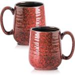 Hasense Large Coffee Mugs Set of 2, Ceramic 20 oz Coffee Cups for Office and Home, Modern Coffee Mug with Big Handle for Latte Coffee Tea Soup as Friend Gifts, Dishwasher and Microwave Safe, Red